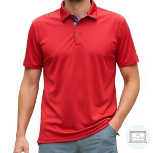 Maelreg Mens Performance Polo Golf Shirt Red Solid Jersey Short Sleeve Size 2XL